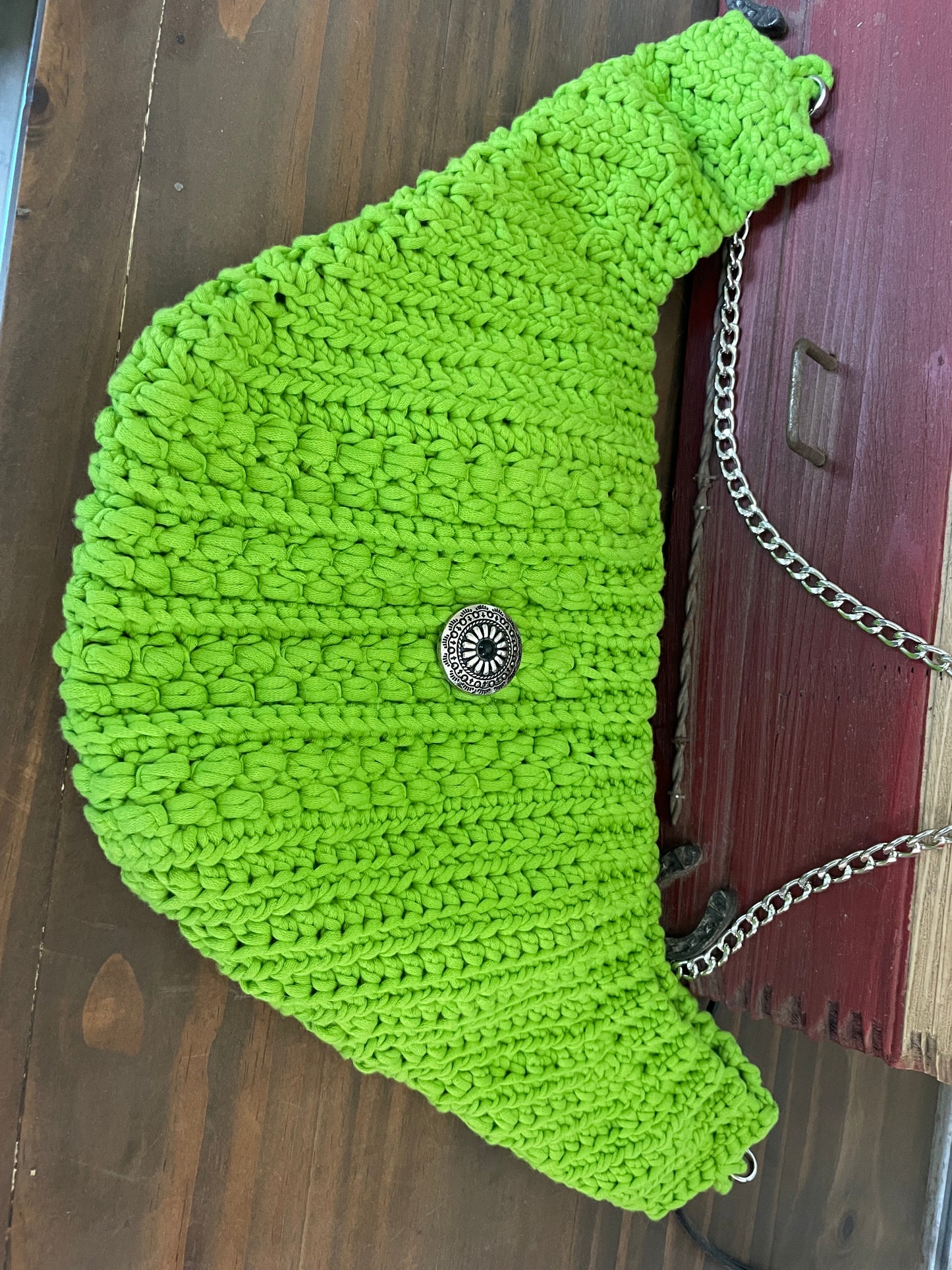 Bright Green Crochet Crossbody Bag