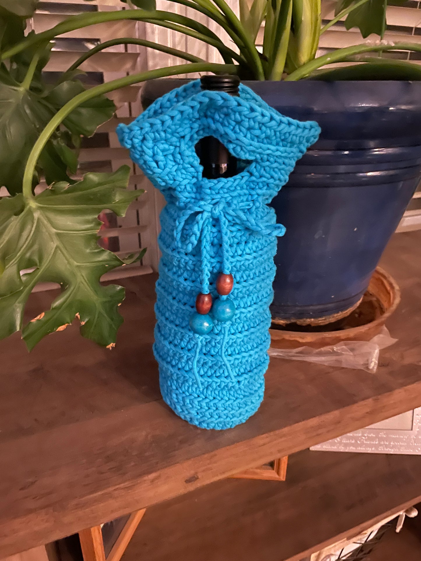 Crochet Turquoise Tide Wine Tote