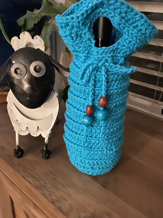 Crochet Turquoise Tide Wine Tote