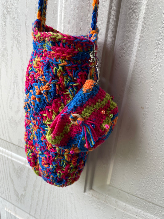 Crochet Water Bottle Holder with Coin Purse