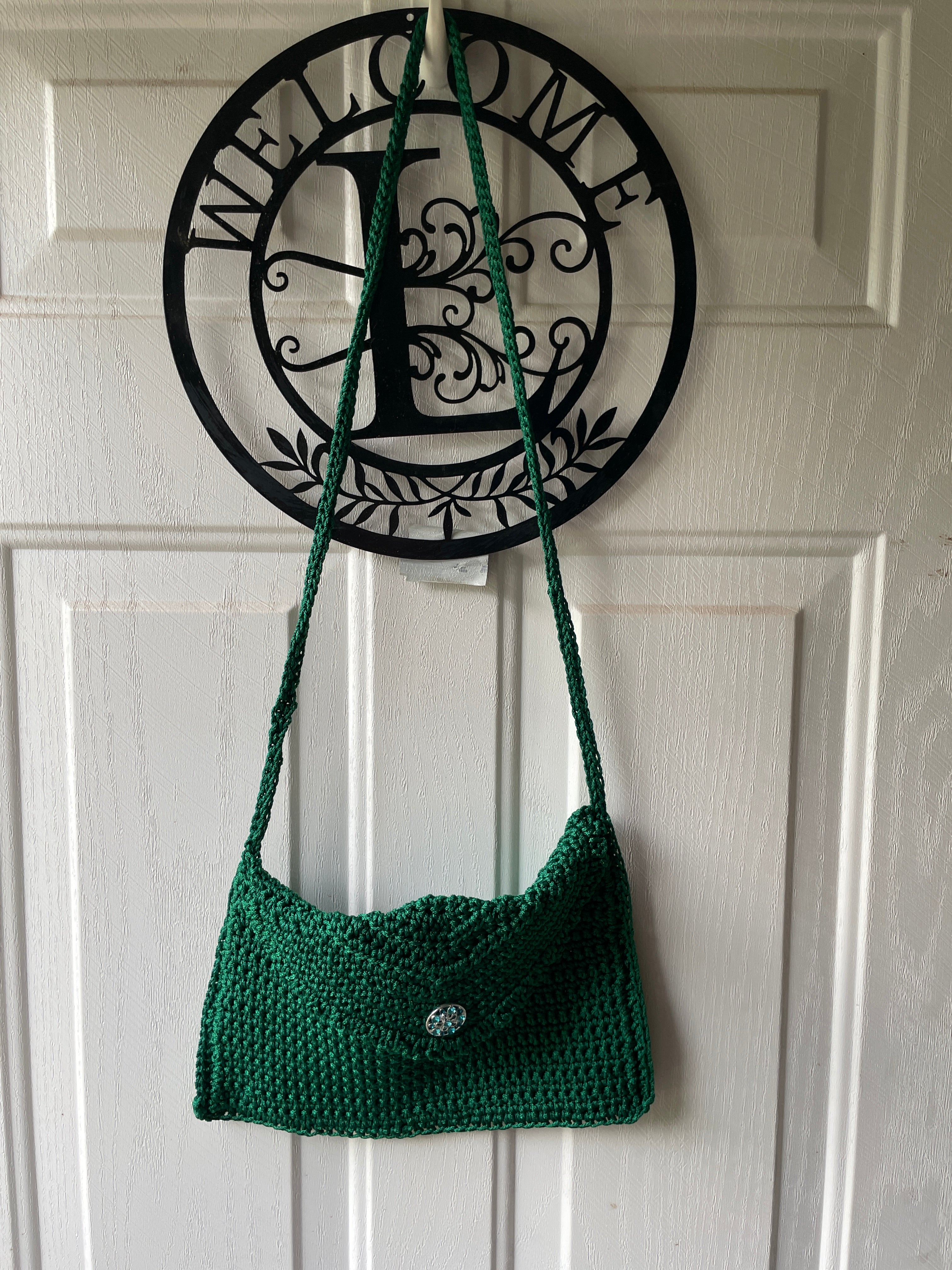 Evergreen Grace Crochet Crossbody Bag