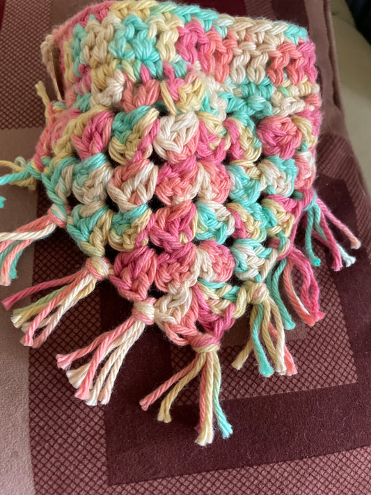 Cotton Crochet Puppy Bandana – Handmade Pet Accessory with Fringe