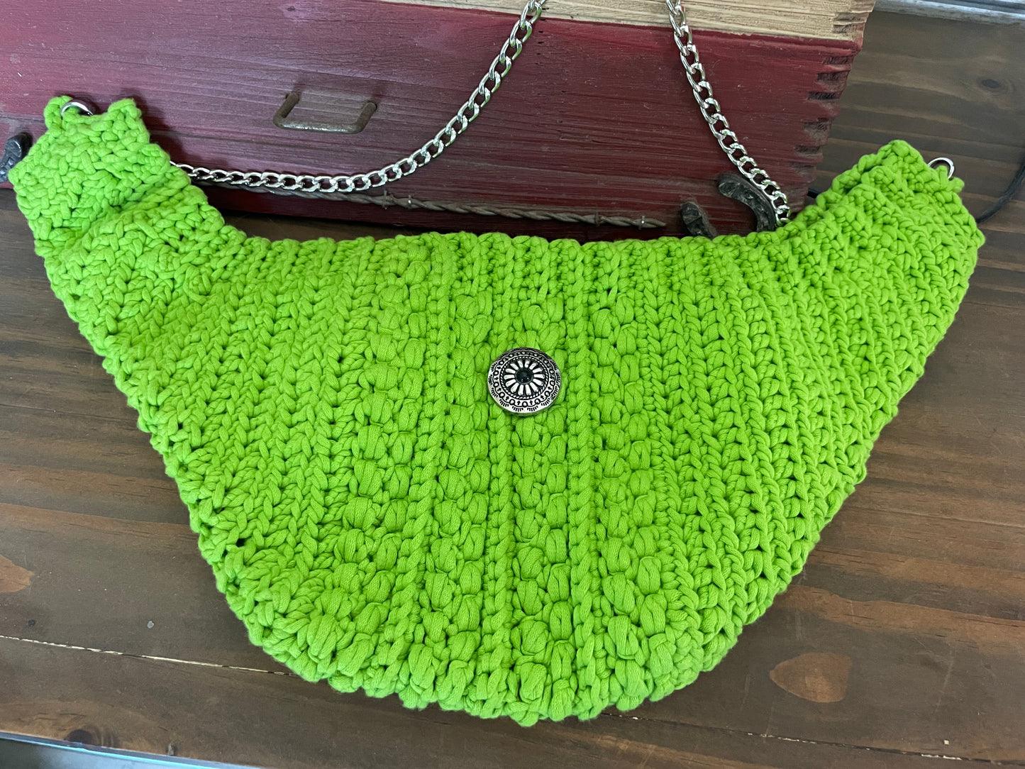 Bright Green Crochet Crossbody Bag